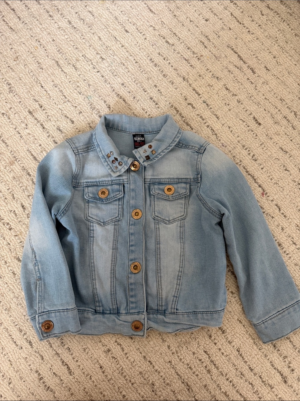 Zara Light Blue Denim Jacket with Stud Accents